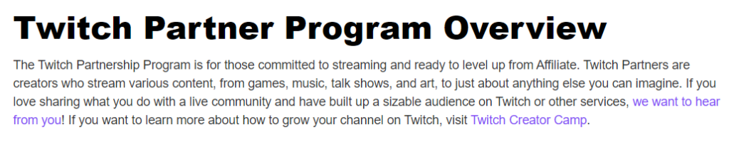 Twitch Partner Program Overview