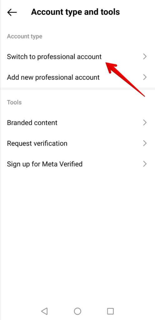 switch to professional account instagram