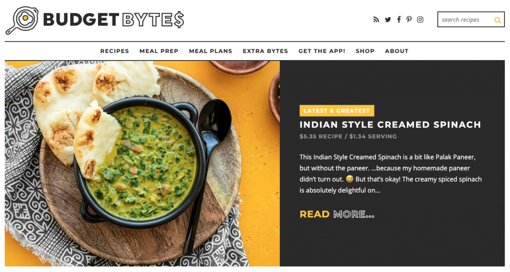 Budget Bytes aims to provide delicious recipes designed for small budgets