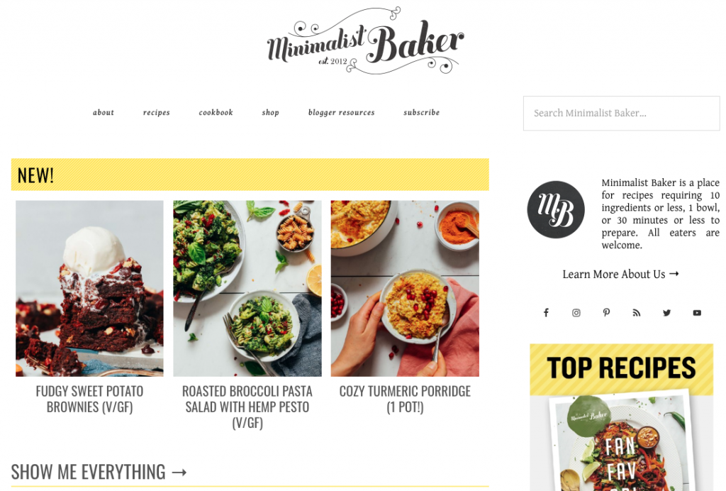 minimalist baker food blog