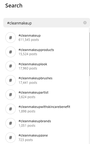 Instagram hashtag search