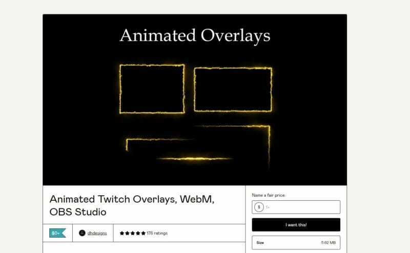 Animated Twitch Overlays, WebM, OBS Studio – D H Designs / Gumroad