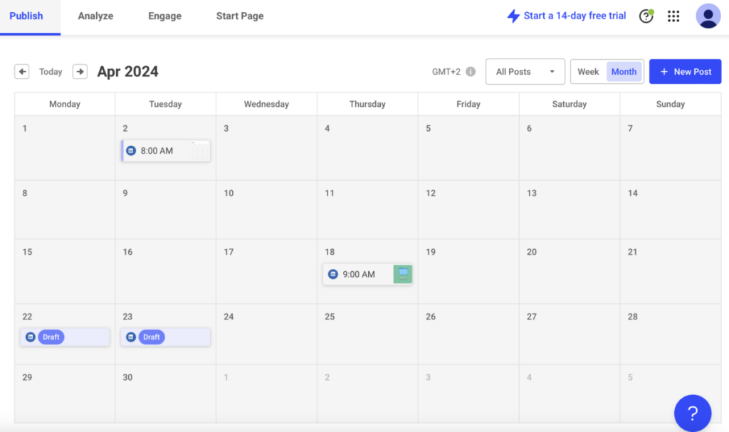 Buffer content calendar