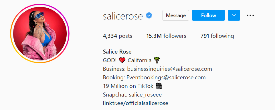 Salice Rose on instagram