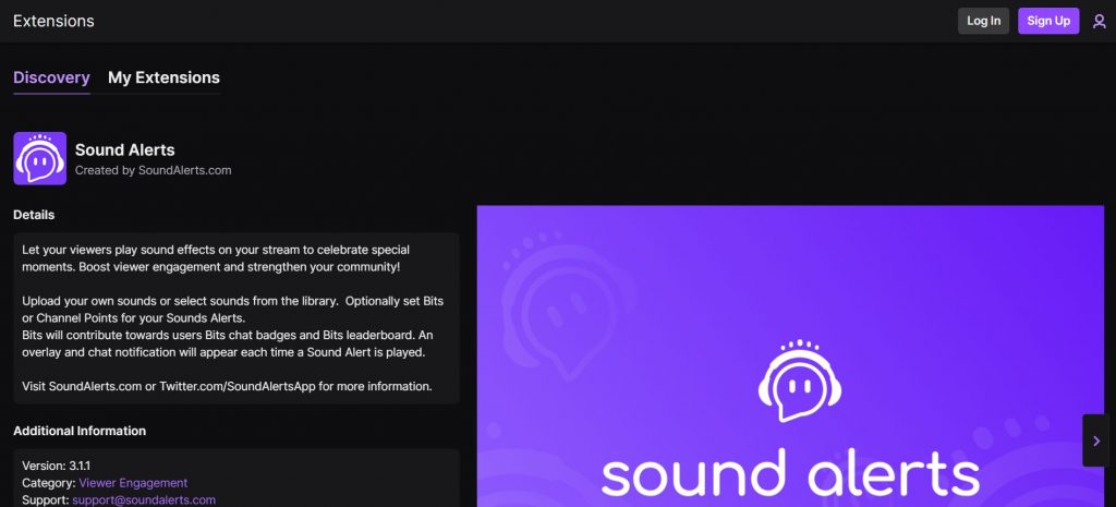 Sound Alerts  allows streamers to upload their own sound