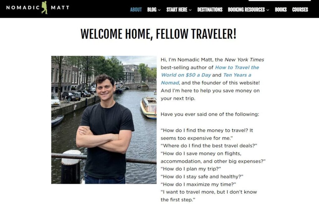 Nomadic Matt website about page