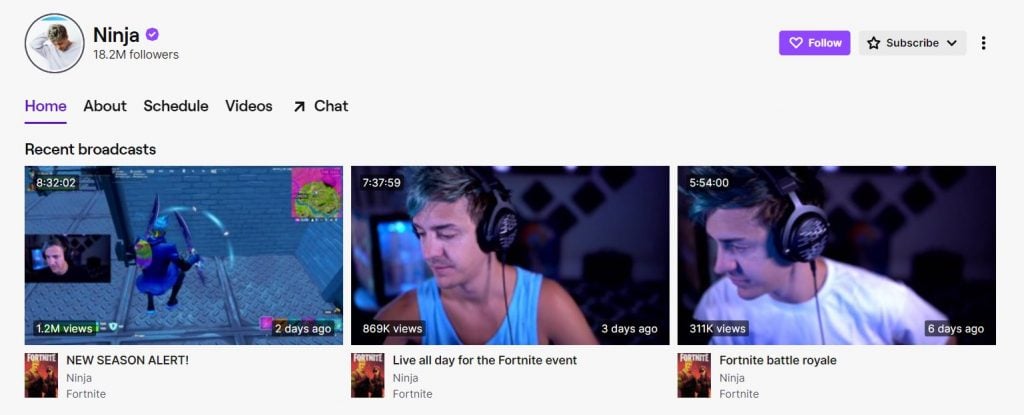 Ninja is an American Twitch streamer and Internet personality