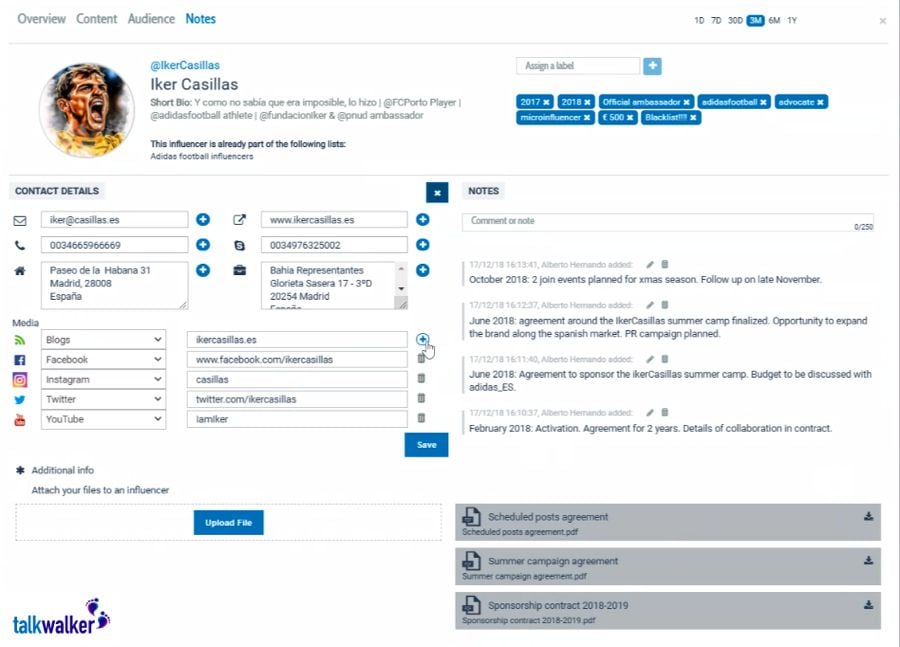 Example CRM Influencer One