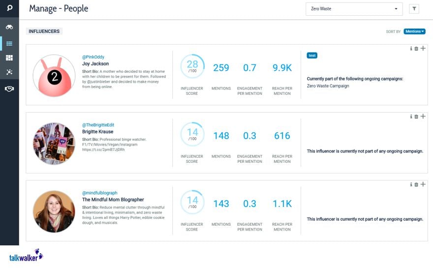 Influencer One - Manage