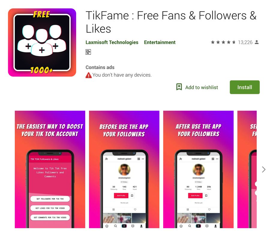 1. TikFame: Free Fans & Followers & Likes.