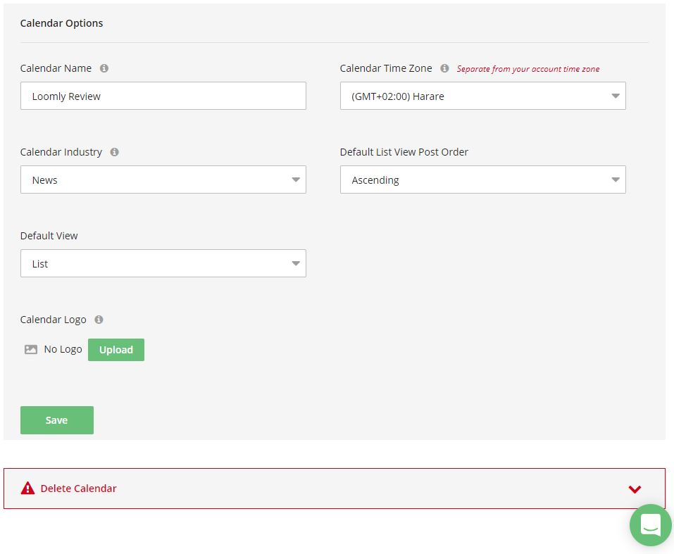 Loomly’s Calendar Settings