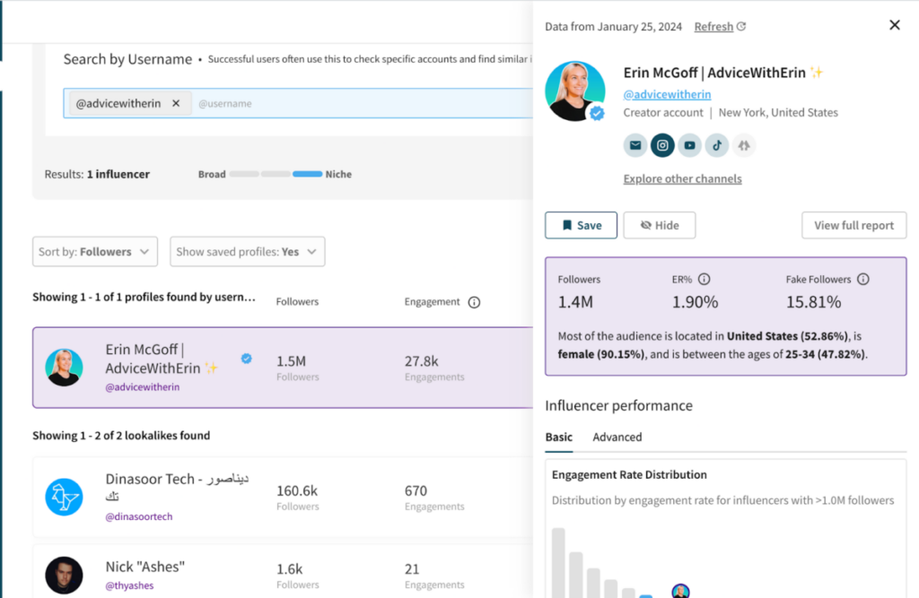 influencer analysis tool Modash