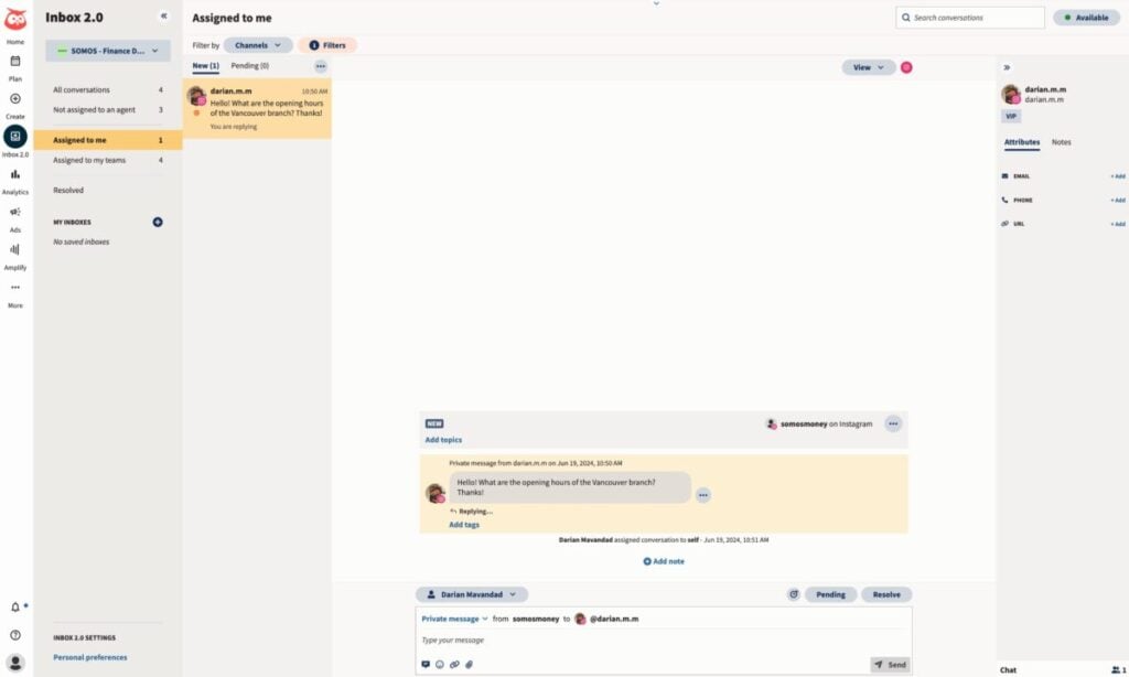 New UI for Hootsuite Inbox 2.0