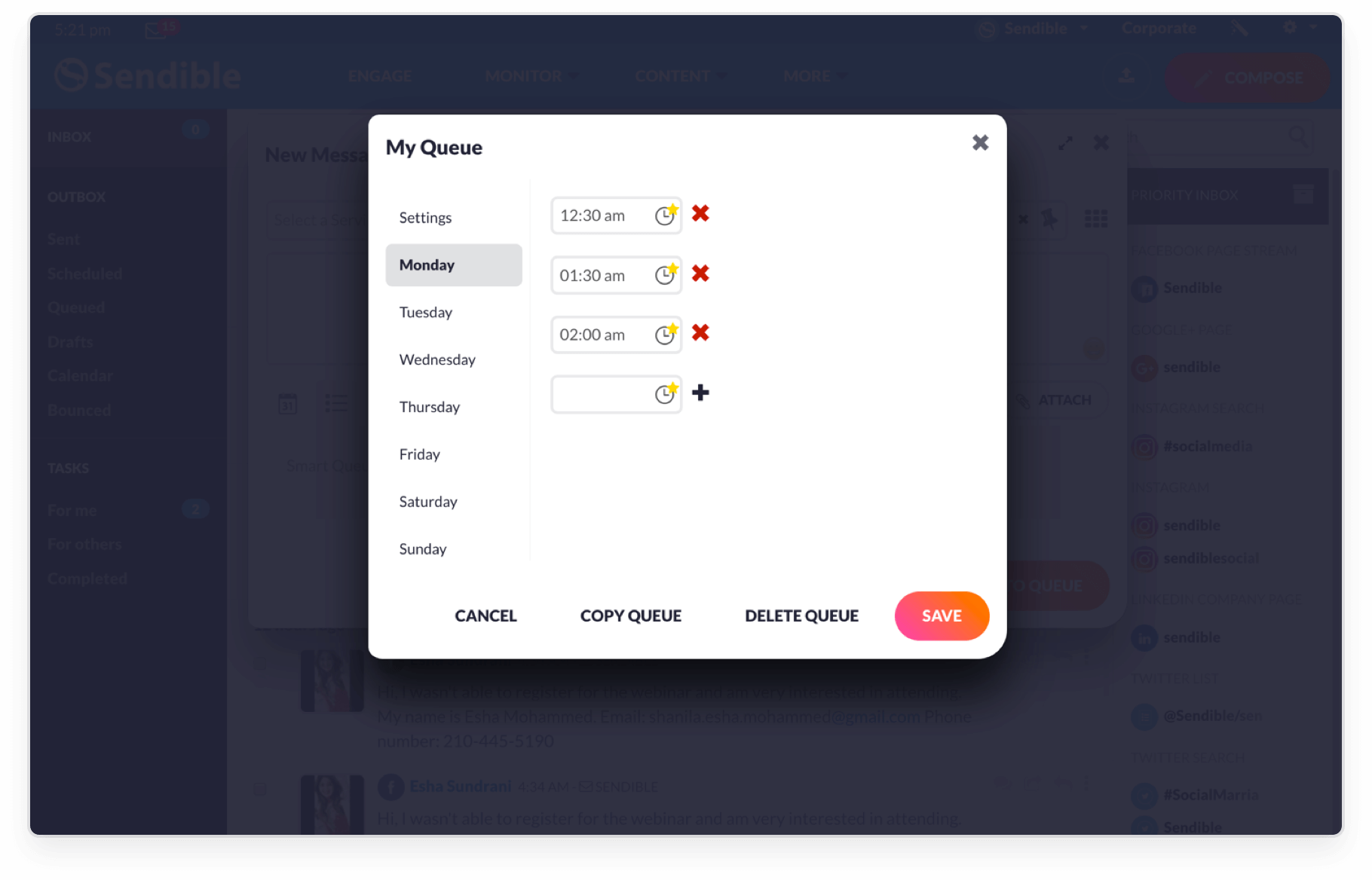 sendible Smart Queues