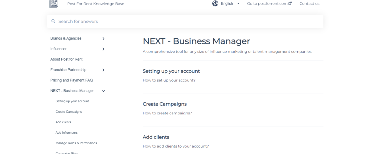 NEXT Business Manager