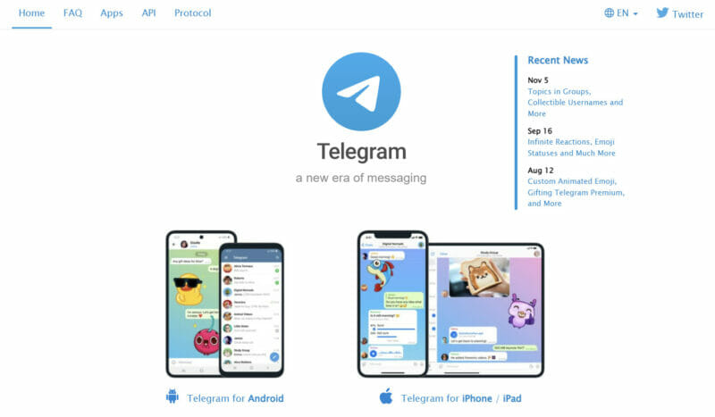 Telegram Social Media instant messaging platform