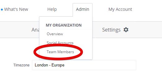 Team Members option under the Admin menu / Buffer