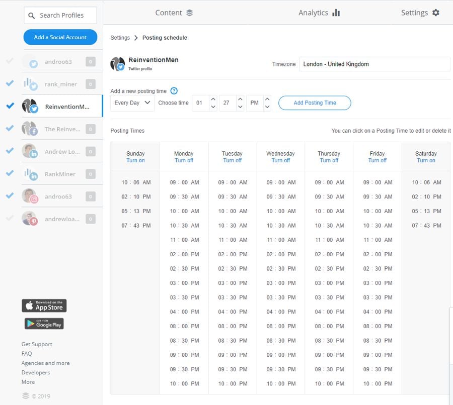 posting schedule / Buffer