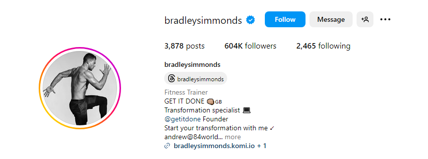 Bradley Simmonds Instagram Male Influencer