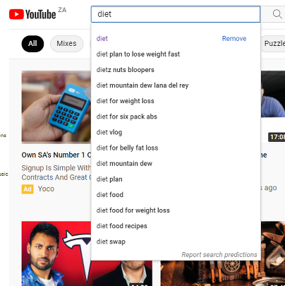 YouTube’s search bar