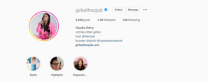 Claudia Oshry @girlwithnojob Instagram page