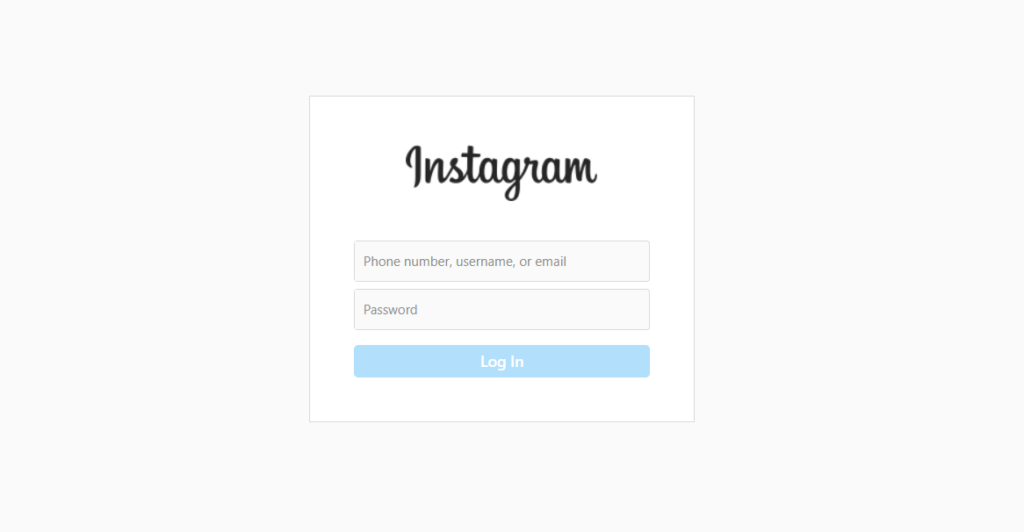 Instagram log in