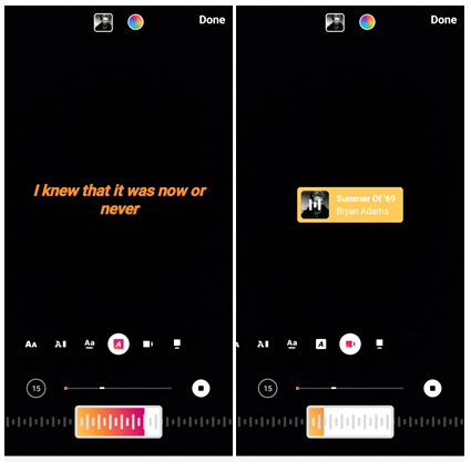 IG story Music Sticker customisation options