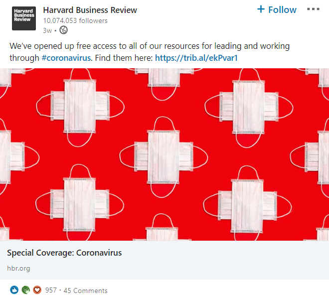 Harvard Business Review linkeding social media example