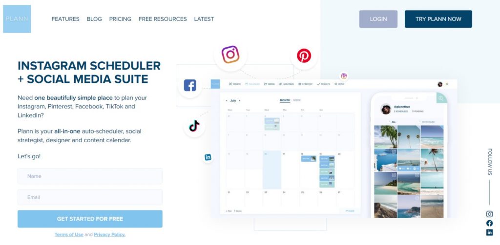 Plann social media management tool