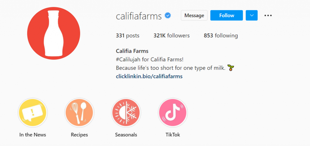 Califia Farms social media