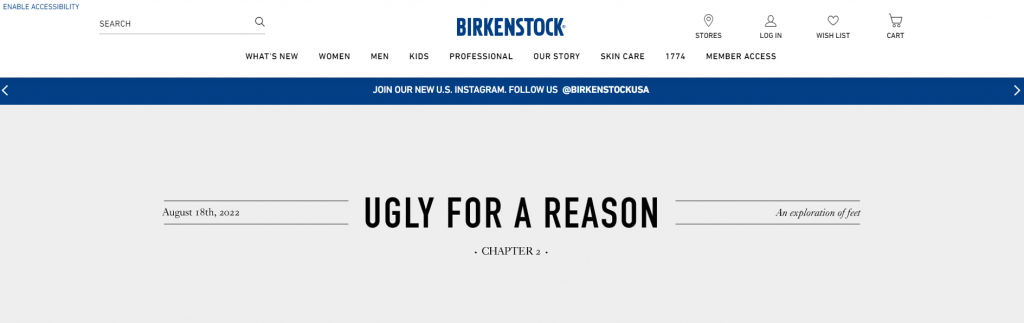 Пример фирменного контента Birkenstock