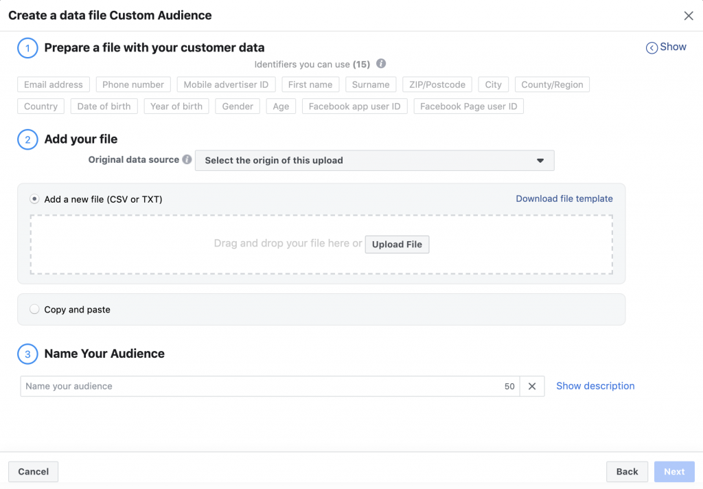 Create a Custom Audience in Facebook Ads Manager