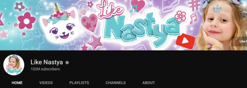 Like Nastya kids' YouTube channel