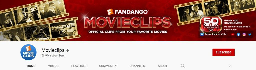 Movieclips one of most popular youtube channels