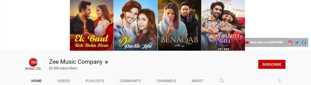  Zee Music Company one of most popular youtube channels