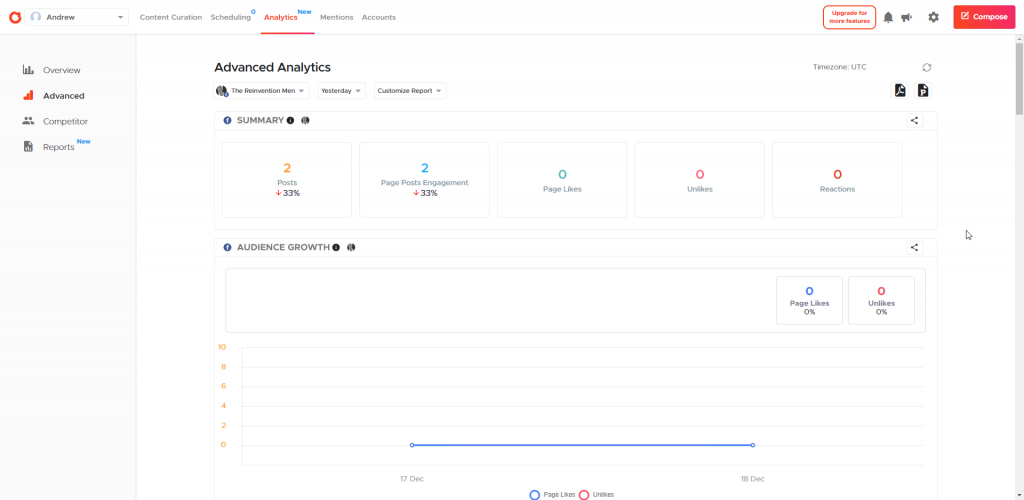 Crowdfire advanced analytics