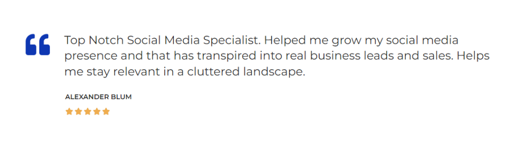 Client testimonial from Fresh Content Society