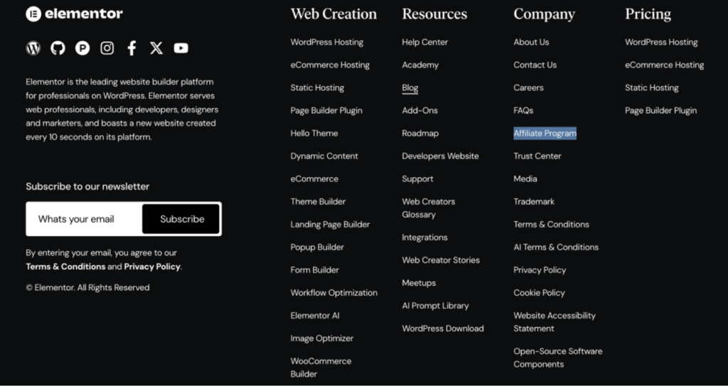 Elementor affiliate program