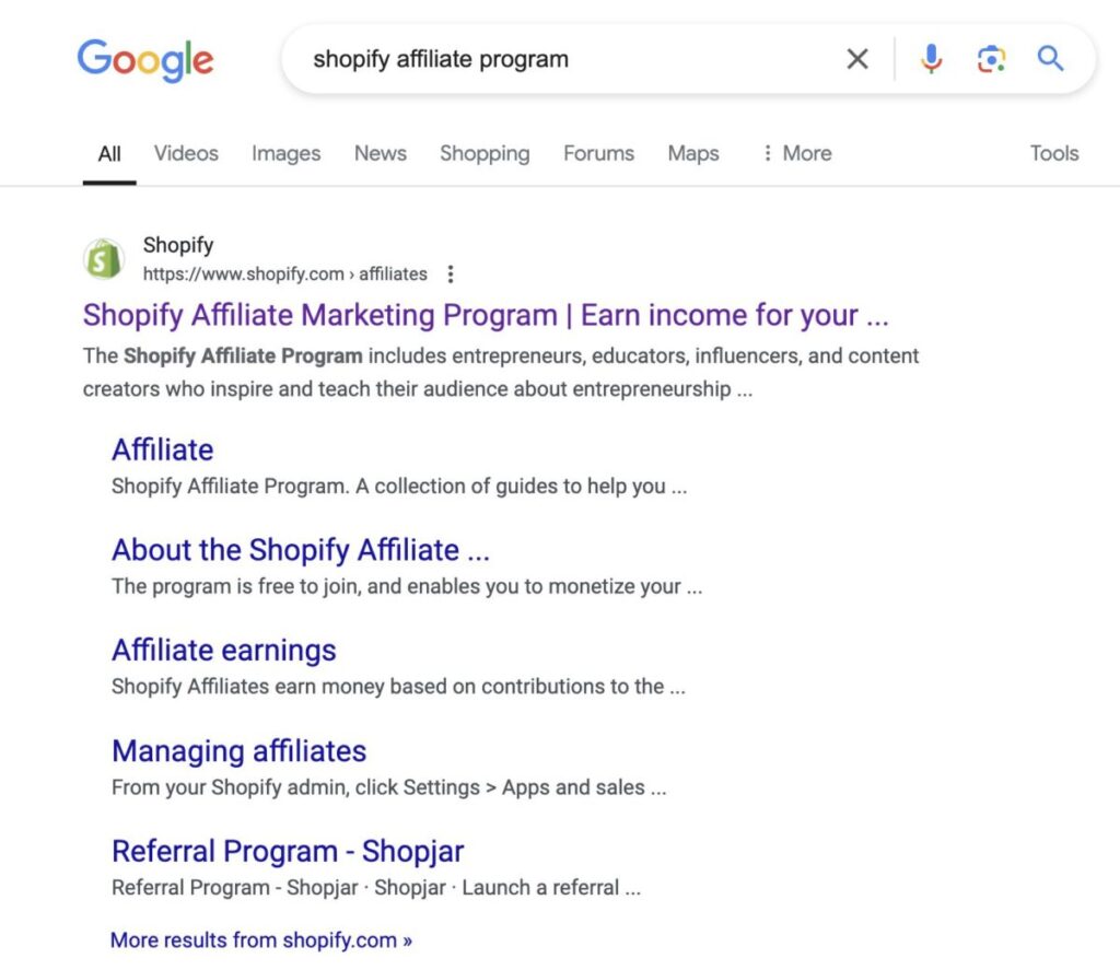 affiliate programs / Google search