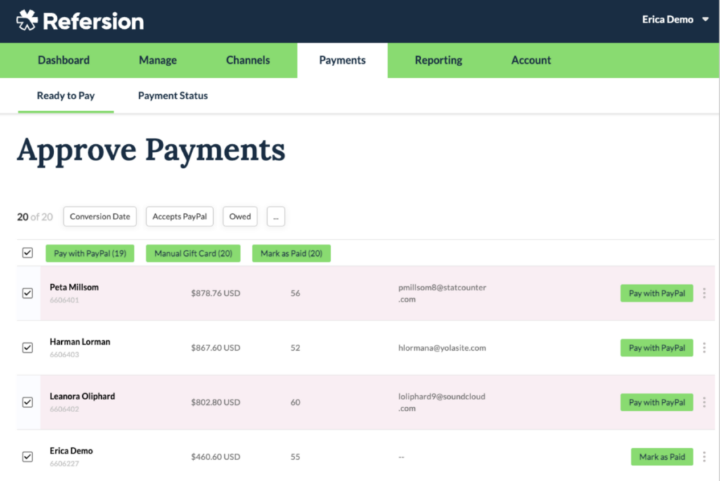 Refersion payments