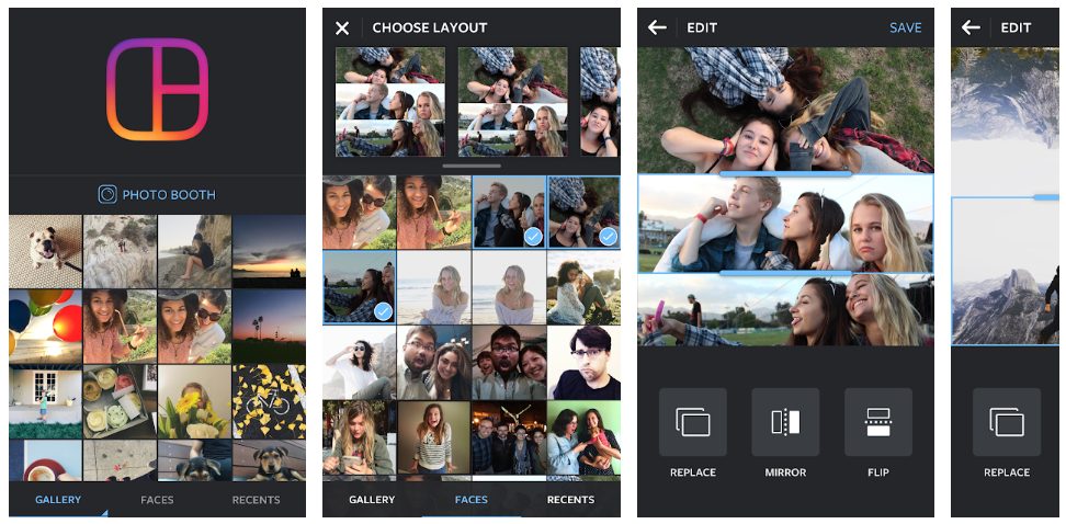 Layout from Instagram create collages in different layouts