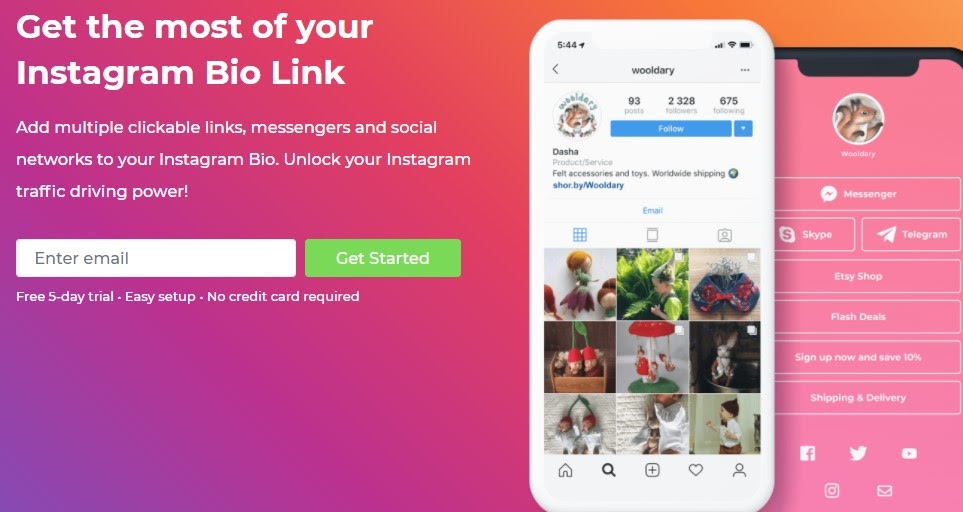 Shorby instagram bio link tool