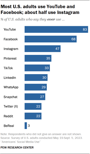 social media platforms US adults