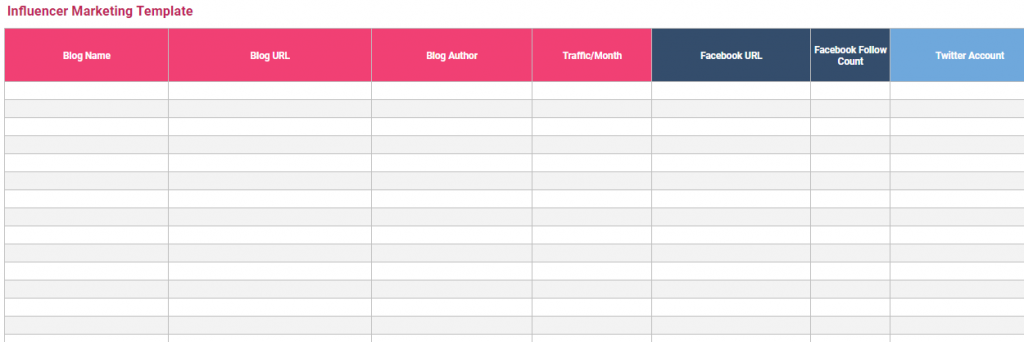 Marketing Excel Template from influencermarketinghub.com