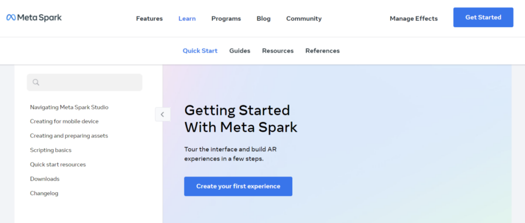 Meta Spark learning centre