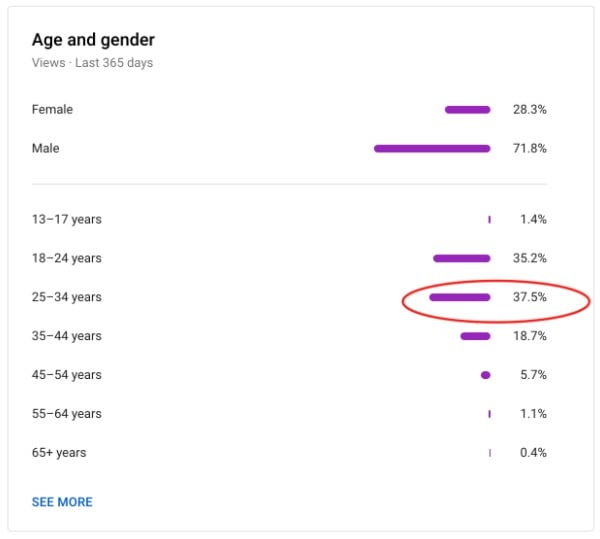youtube views age and gender statistics