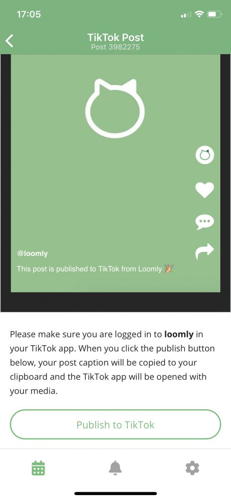 Loomly TikTok Publish Mobile App