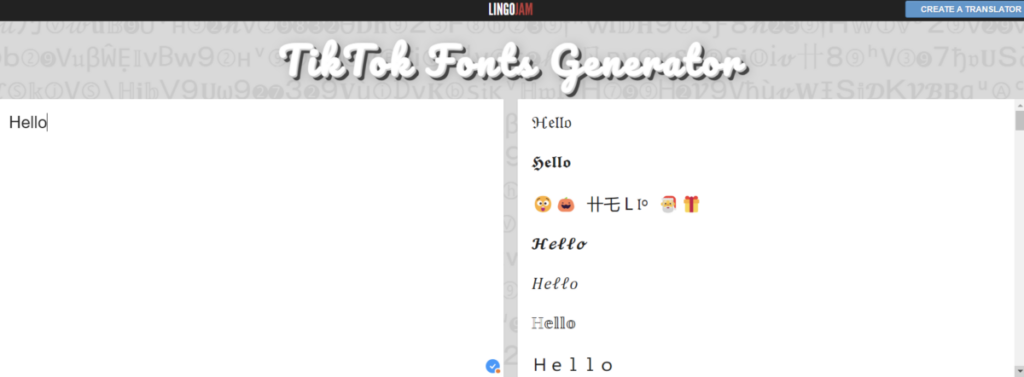 LingoJam TikTok Fonts Generator