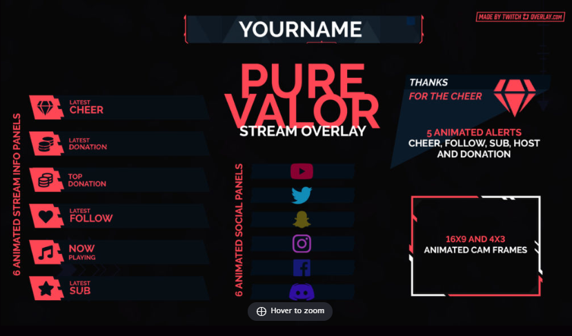 Pure Valor (Premium) overlay for twitch