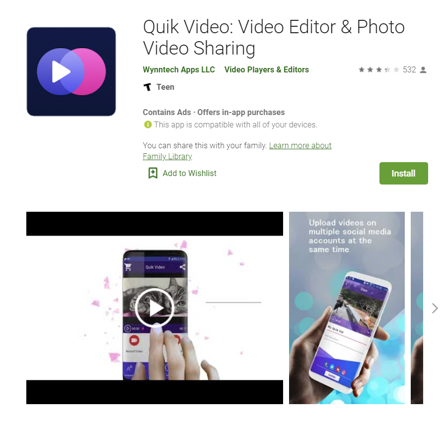 Quik TikTok video editing app